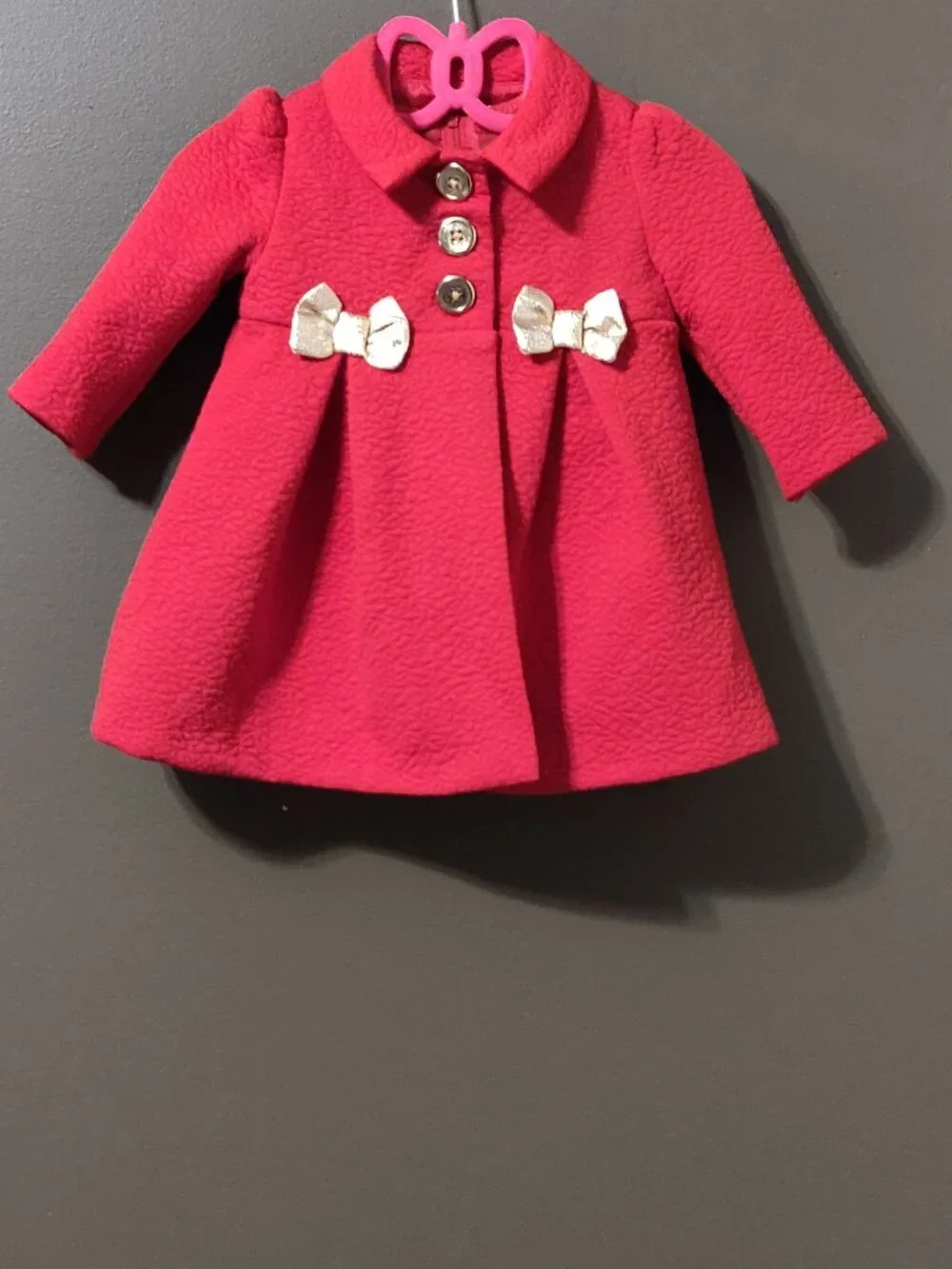 Bonnie Jean Baby 2 Piece Set Holiday Plaid Dress With Red Coat Size 3/6 mos.